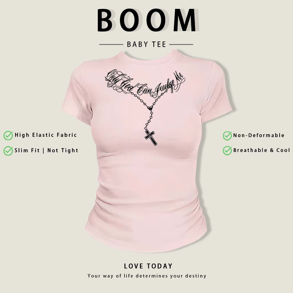 BOOM Áo Baby Tee Nữ Cotton Ôm Body-Áo Thun Ngắn Tay Y2K In Hình PhongCách Mùa Hè, Cổ Tròn Hàng Đầucách hàn quốc phongQ07