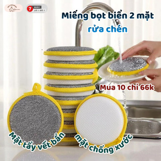 Combo 10 Miếng Bọt Biển 2 Mặt Rửa Chén Rửa Bát Mút Rửa Chén 2 Mặt Vải Lưới Tạo Bọt Đa Năng Ngói - BB02