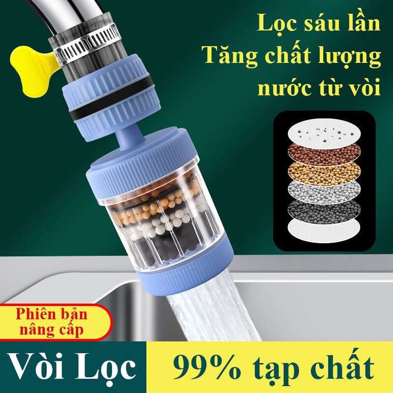 Đầu Vòi Lọc Nước 6 lớp GVQ Store Đầu Lọc Nước Gắn Trực Tiếp Tại Vòi Xoay 360 Linh Hoạt