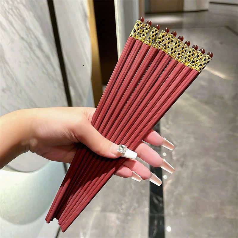 Set 5 đôi đũa ăn cơm cao cấp, sợi thuỷ tinh kháng khuẩn chống mốc chịu nhiệt cao mạ bạc sang trọng 05 ntt95