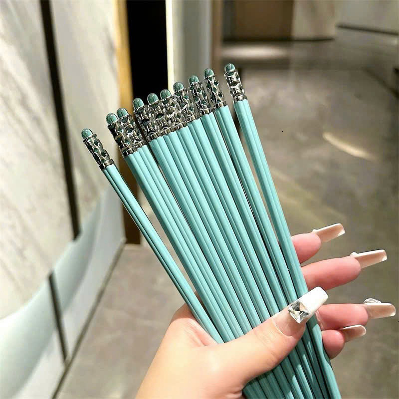 Set 5 đôi đũa ăn cơm cao cấp, sợi thuỷ tinh kháng khuẩn chống mốc chịu nhiệt cao mạ bạc sang trọng 05 ntt95
