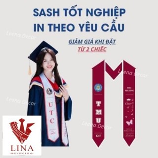 SASH TỐT NGHIỆP IN THEO YÊU CẦU - Sash In Theo Yêu Cầu Cổ V , Vải Lụa Hàn Quốc 2 Lớp , Kích Thước 180x12cm.