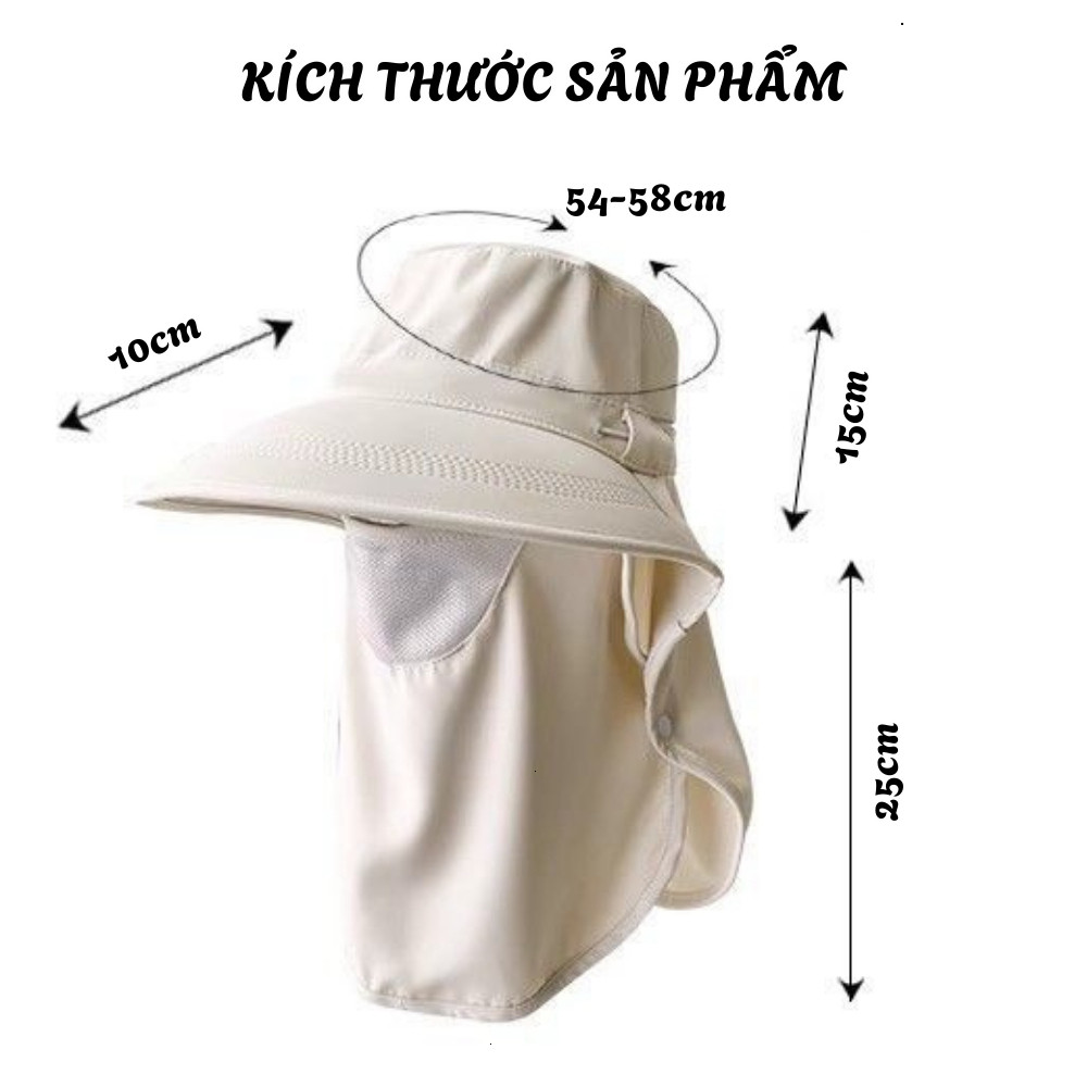 Mũ Chống Nắng Chống 99% Tia UV - Mũ Kèm Khẩu Trang Che Cổ Có Thể Tháo Rời Thoáng Khí, Chống Bụi Hiệu Quả ntt95