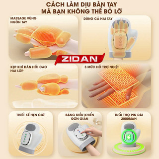 Máy massage tay cao cấp ZiDan 3 chế độ massage 5 chế độ chườm nóng túi khí vừa vặn ôm khít bàn tay bảo hành 24 tháng