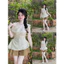 Set bộ thời trang nữ siêu dễ thương chất vải áo tơ lệch vai chiết eo nhẹ nhàng phối quần cotton hàn giả váy xinh Monfash
