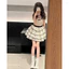 Đầm thời trang nữ dễ thương chất voan tay ngắn cổ vuông họa tiết chấm bi nhỏ đính nơ váy xếp tầng xinh xắn Monfashion