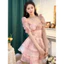Đầm thời trang nữ chất voan hoa màu tươi mới cổ tròn vuông tay ngắn bồng váy mini xòe tầng đi chơi tiểu thư Monfashion