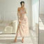 Set Váy Hoa Mùa Hè Đầm Kaki Lụa Cổ Yếm Dáng Dài (Có Mút) Kèm Áo Khoác Thun Giấy Dài Tay Thanh Lịch Hot Monfashion