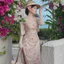 Set Váy Hoa Mùa Hè Đầm Kaki Lụa Cổ Yếm Dáng Dài (Có Mút) Kèm Áo Khoác Thun Giấy Dài Tay Thanh Lịch Hot Monfashion