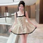 Đầm 2 dây Chấm bi cúp ngực viền ren,mocking thân sau đính cúc bọc, kèm quần rời đầm ngắn xòe xinh yêu, đi chơi, đi tiệc