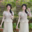 Set áo voan hoa và chân váy body suông dài Monfashion