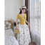 Set đồ nữ đi chơi đi biển áo thun tăm lạnh phối chân váy xòe chất tuyết mưa in họa tiết nữ tính Monfashion