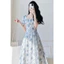 Đầm thời trang nữ chất Voan cao cấp 100% như mẫu mắc áo cổ Vuông tay ngắn phồng in hoa cực trẻ trung váy maxi dáng xoè M
