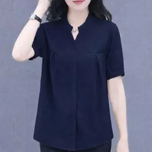Áo Sơ Mi Hè Nữ Trung Niên Phong Cách Mới, Chất Liệu Vải Đũi Mềm Mát (TN01)