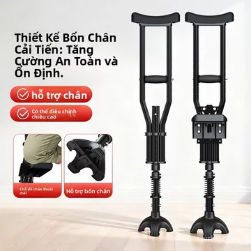 Nạng nách Sundio dành cho người già và thanh thiếu niên, dụng cụ hỗ trợ đi lại phục hồi chức năng, nạng chống trượt, chu