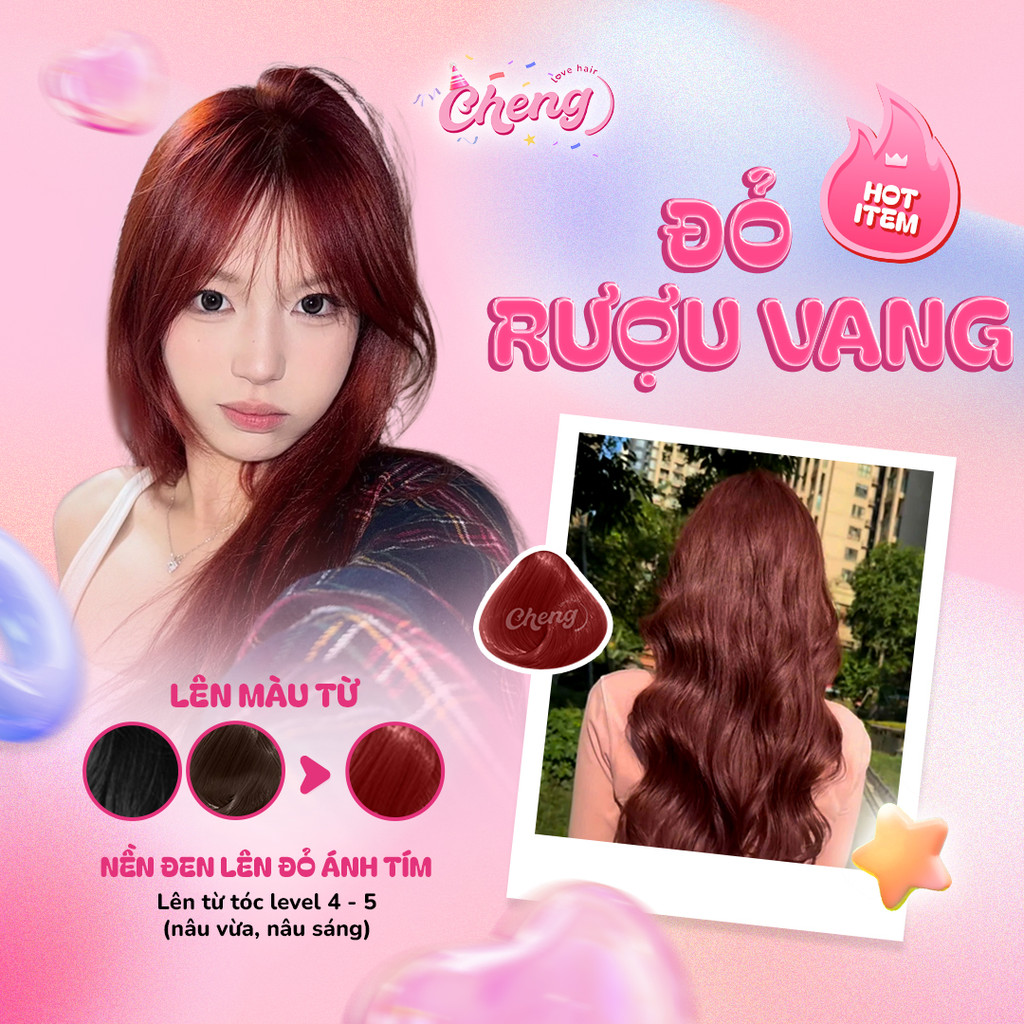 Thuốc Nhuộm Tóc Màu ĐỎ RƯỢU VANG Không Tẩy | Chenglovehair, Chenglovehairs