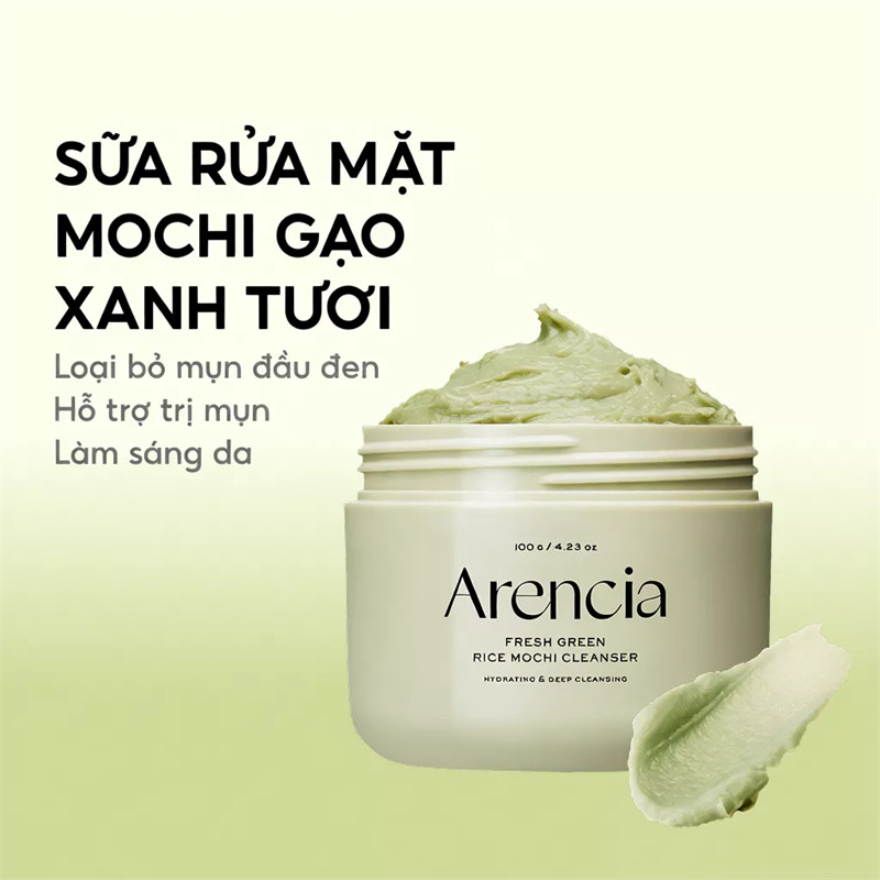 Sữa rửa mặt Arencia Mochi gạo xanh 120g | Arencia Mochi gạo Hyssop Royal Blue  | Arencia Mochi gạo Royal Rosehip