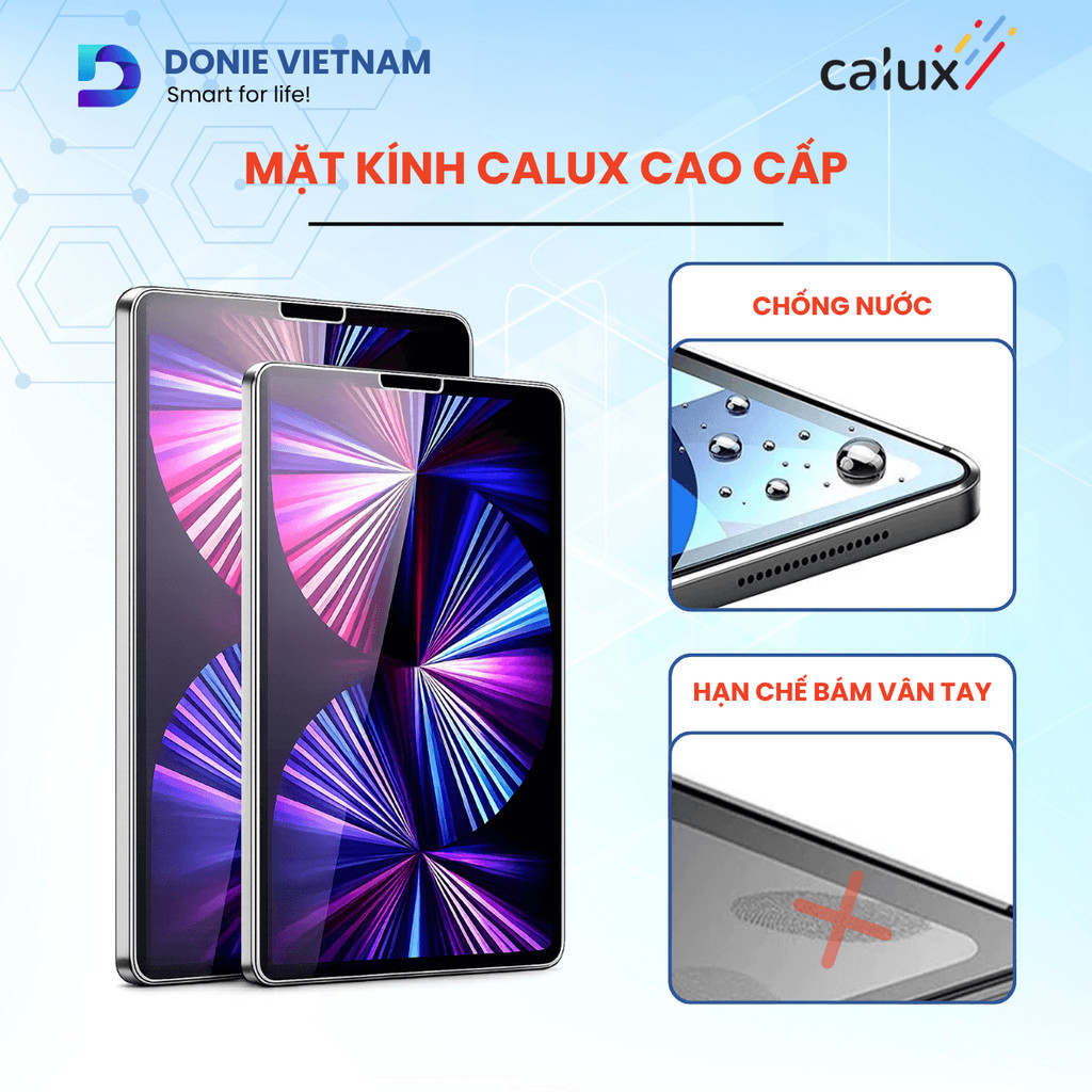 Kính Cường Lực iPad DONIE - Khung Tự Dán 30 Giây Chống Nước A16 Gen 10/11 Air 4/5/6/7 Pro 11 M3 M4