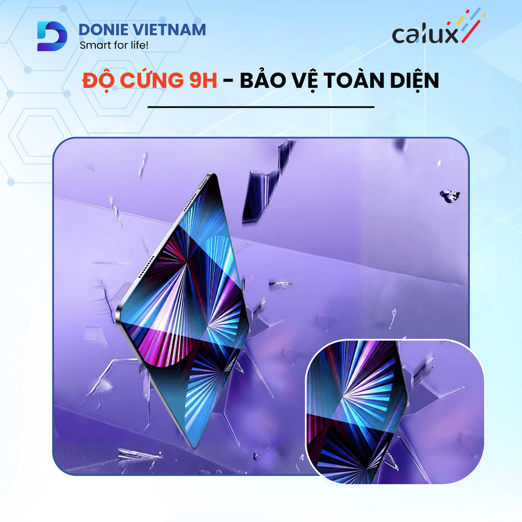 Kính Cường Lực iPad DONIE - Khung Tự Dán 30 Giây Chống Nước A16 Gen 10/11 Air 4/5/6/7 Pro 11 M3 M4