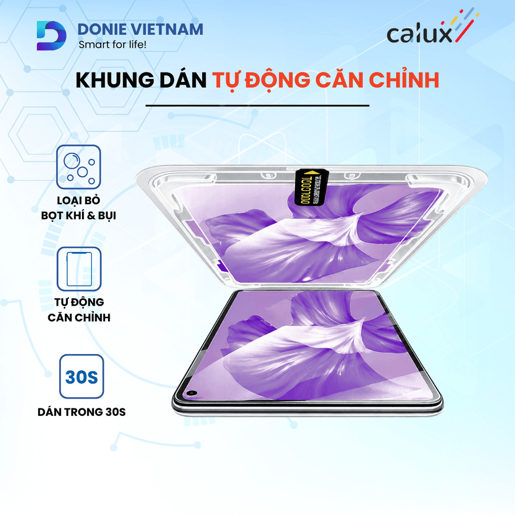 Kính Cường Lực iPad DONIE - Khung Tự Dán 30 Giây Chống Nước A16 Gen 10/11 Air 4/5/6/7 Pro 11 M3 M4