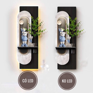 Hàng loại 1 Tranh gấu 3D đèn led tráng gương hiện đại, tranh cắm hoa, treo phòng khách, cầu thang,cửa hàng