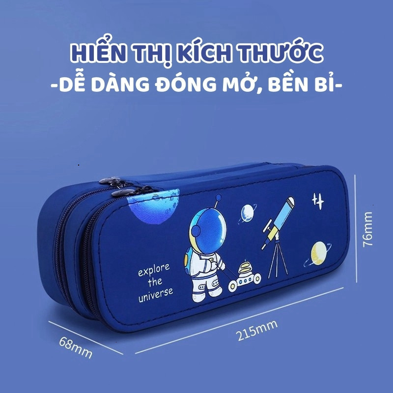 Túi Đựng Bút 2 Tầng Hình Phi Hành Gia – Hộp Bút Học Sinh Cute, Đựng Được Nhiều Bút & Đồ Dùng Học Tập 07 ntt95