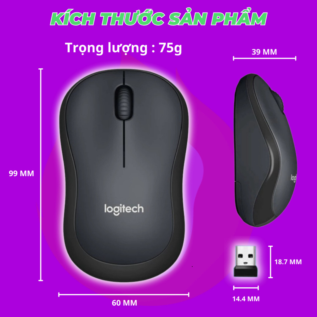 Chuột Không Dây Logitech M220 Silent Bluetooth, Văn Phòng Giảm Tiếng Ồn, Tặng Pin USB