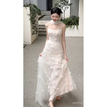 Váy cưới đuôi cá màu trắng siêu thanh lịch dành cho cô dâu, chụp ảnh du lịch phong cách rừng, váy cưới nhẹ nhàng sang tr