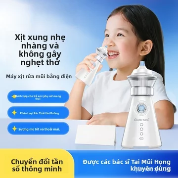 Máy rửa mũi bằng điện, dụng cụ làm sạch khoang mũi, thiết bị rửa mũi cho bệnh viêm mũi, thích hợp cho trẻ em và người lớ