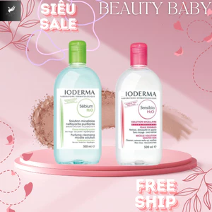 Nước Tẩy Trang ioderma H2O Dịu Nhẹ Cho Da Dầu Mụn & Nhạy Cảm 500ml Màu Xanh & Hồng
