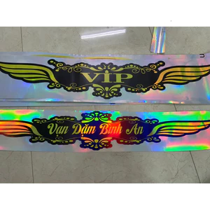 King Decal Tem VIP + Tem Vạn dặm bình an . Tem dán đầu xe, dán kính lái, xe tải, xe con, xe khách. Tem phản quang 7 màu