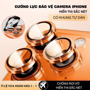 Kính Cường Lực Bảo Vệ Camera iPhone 17 16 15 14 13 12 11 Pro Max - NOKAS [Có Khung Tự Dán] - Khánh An Technology