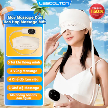 Máy massage đầu tích hợp massage mắt Lescolton mát xa đầu, mát xa mắt giúp thư giãn , giảm đau mỏi, ngủ ngon giấc hơn