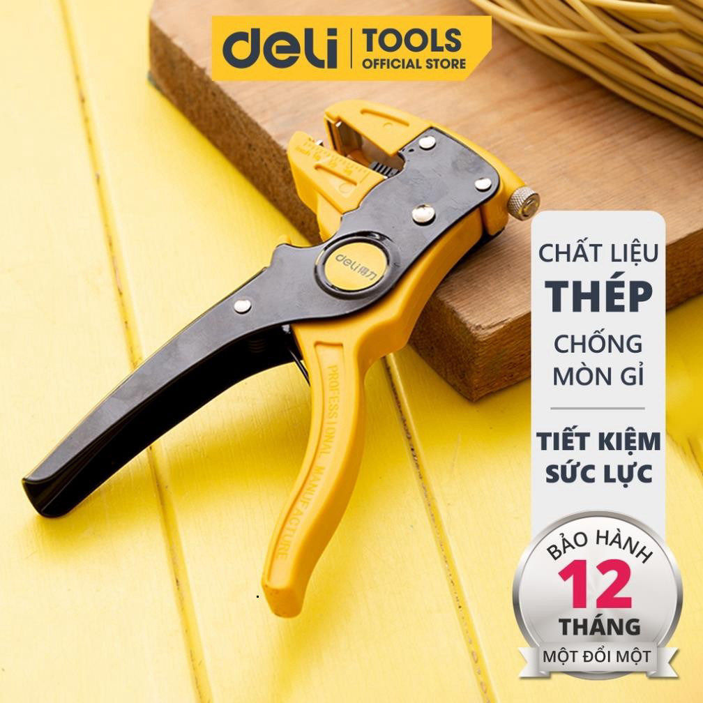 Kìm Tuốt Dây Điện Mỏ Quạ Đa Năng Deli 0.2-4mm - Thiết Kế Chuyên Dụng Giúp Tiết Kiệm Thời Gian, Công Sức 00