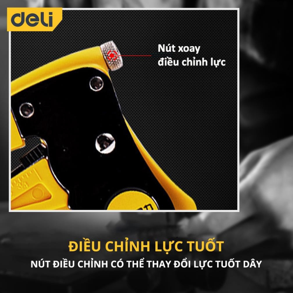 Kìm Tuốt Dây Điện Mỏ Quạ Đa Năng Deli 0.2-4mm - Thiết Kế Chuyên Dụng Giúp Tiết Kiệm Thời Gian, Công Sức 00