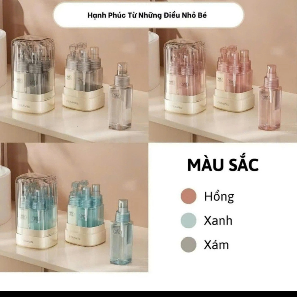 [SET 4 MÓN] Bộ Lọ Chiết Mỹ Phẩm Du Lịch 35ml – Chiết Toner, Dầu Gội, Serum | Hộp Đựng Nhỏ Gọn Tiện Lợi 00