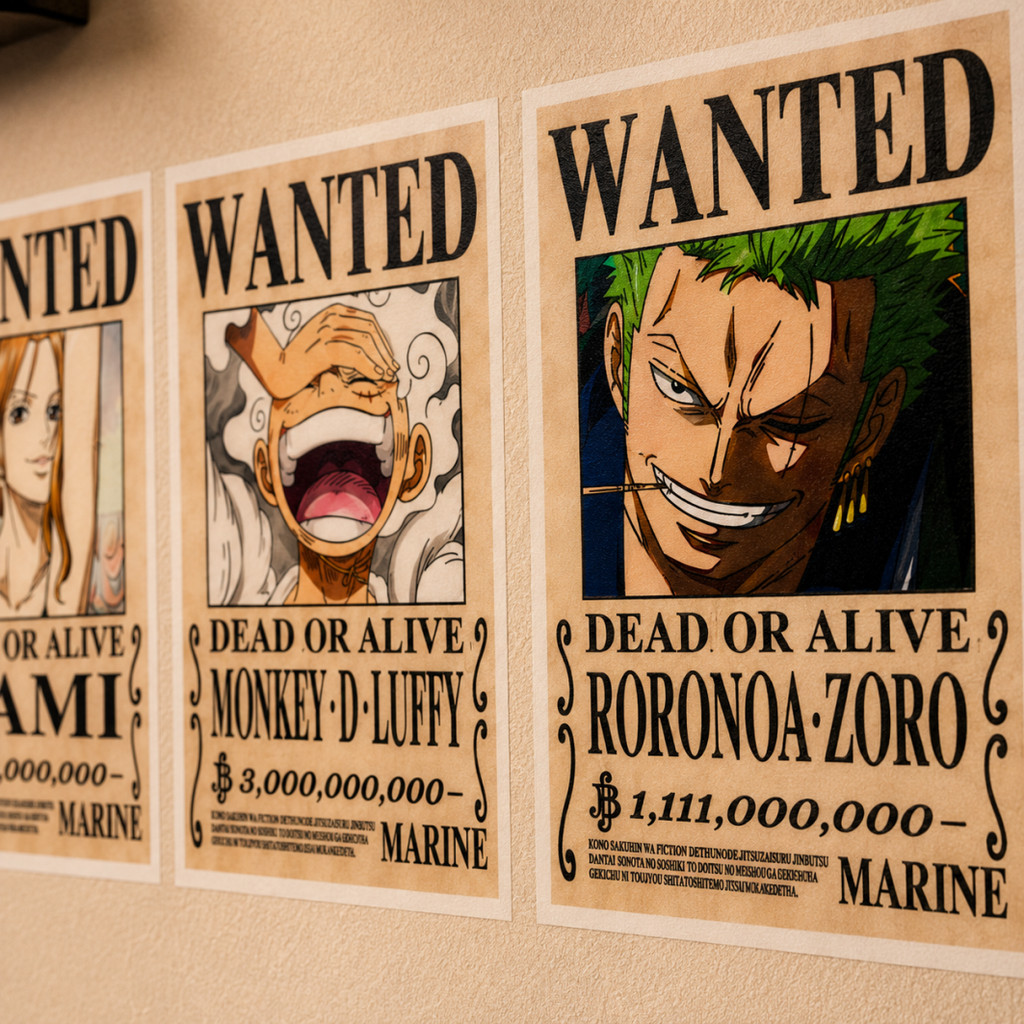 Combo 10 Tờ Poster Lệnh Truy Nã One Piece Wanted Anime Có Sẵn Keo Tranh Ảnh Dán Tường Bóc Dán AnimeX
