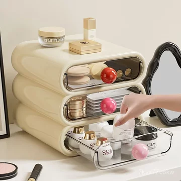 Hộp đựng đồ kiểu ngăn kéo, hộp đựng đồ để bàn, hộp đựng mỹ phẩm, chống bụi, dung tích lớn, đựng son môi và sản phẩm chăm