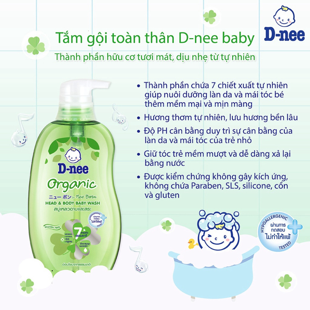 Sữa Tắm Gội Toàn Thân Dnee Organic/Sakura Cho Bé Từ 0-3 Tuổi Chai 200/380/800ml - Bibo Mart