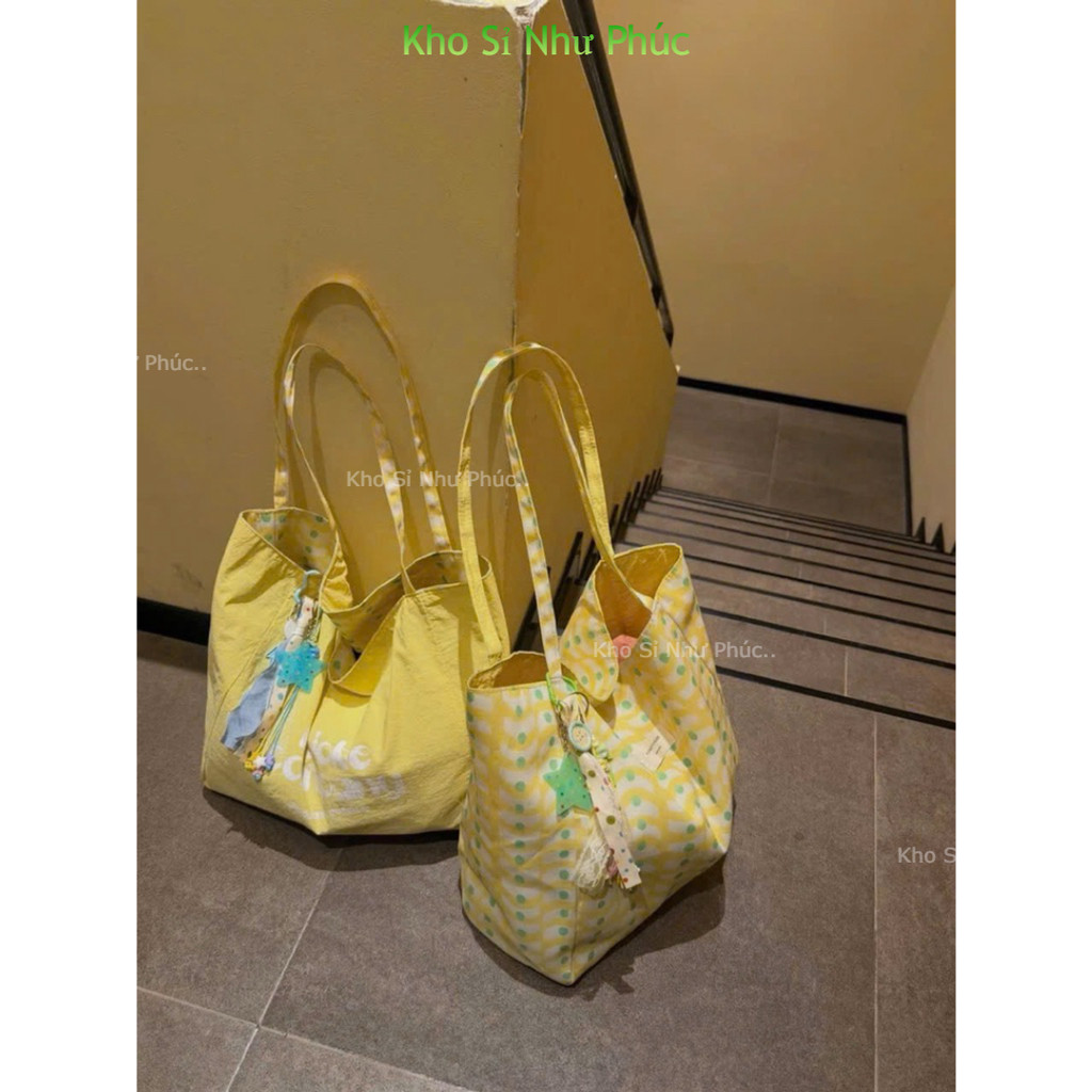 Túi Tote Vải Dù Canvas nhiều hoạ tiết Nữ Hàn Quốc – Dáng Lớn Đựng Nhiều đồ dùng được 2 Mặt Đi Học Đi Làm đi chơi