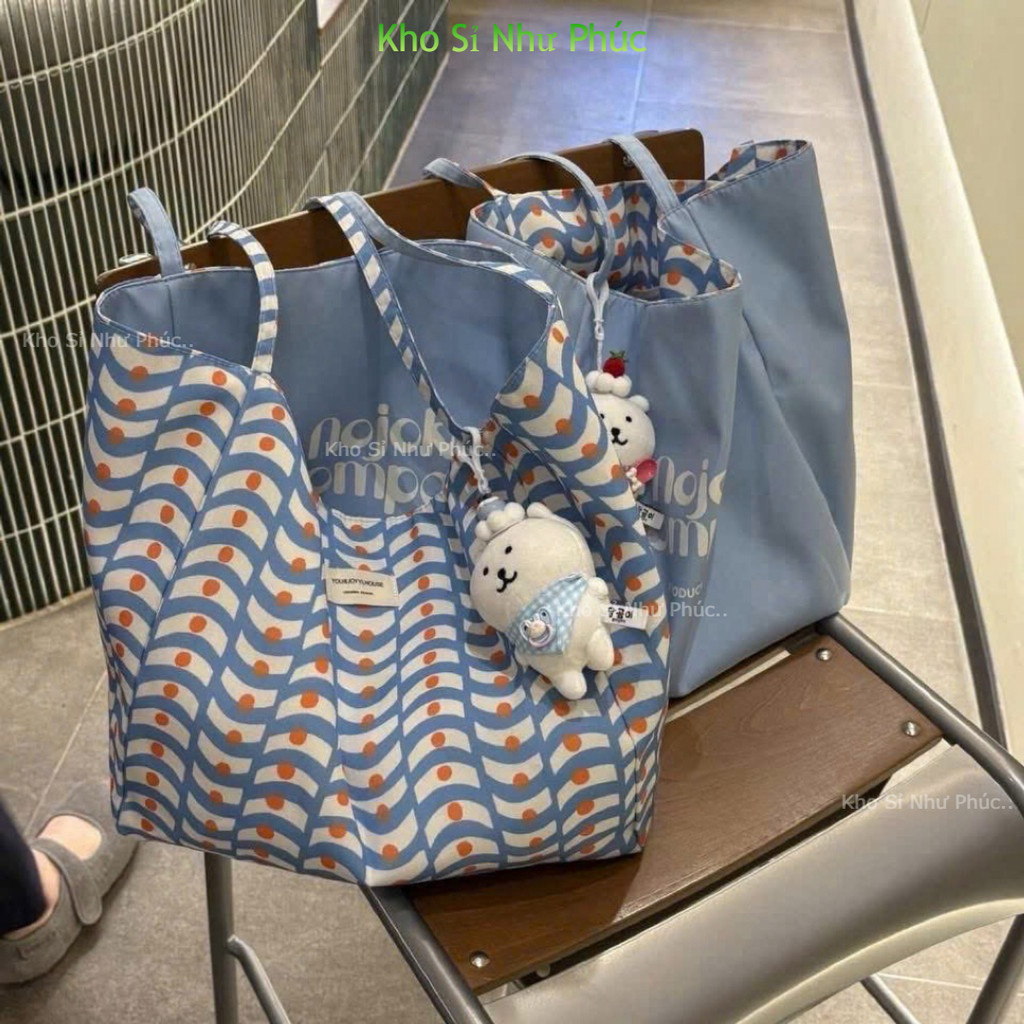 Túi Tote Vải Dù Canvas nhiều hoạ tiết Nữ Hàn Quốc – Dáng Lớn Đựng Nhiều đồ dùng được 2 Mặt Đi Học Đi Làm đi chơi