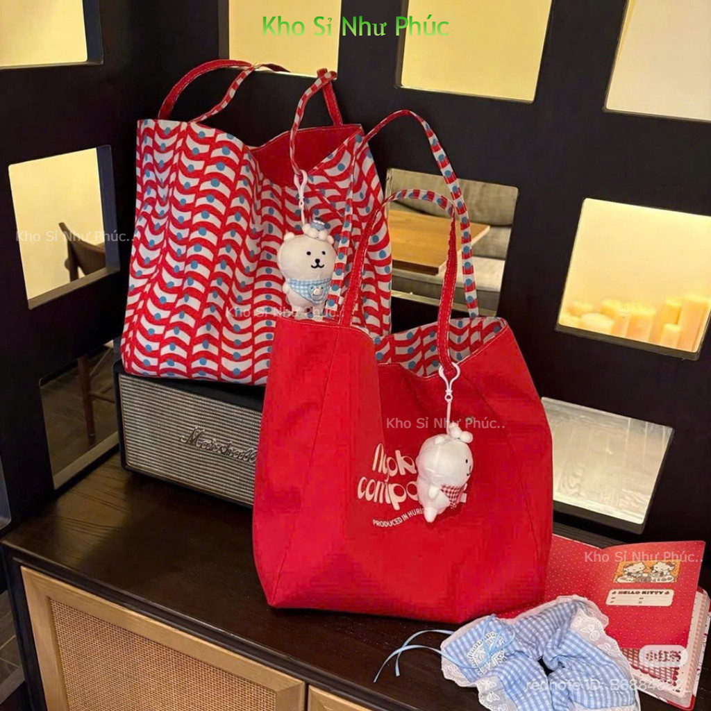 Túi Tote Vải Dù Canvas nhiều hoạ tiết Nữ Hàn Quốc – Dáng Lớn Đựng Nhiều đồ dùng được 2 Mặt Đi Học Đi Làm đi chơi