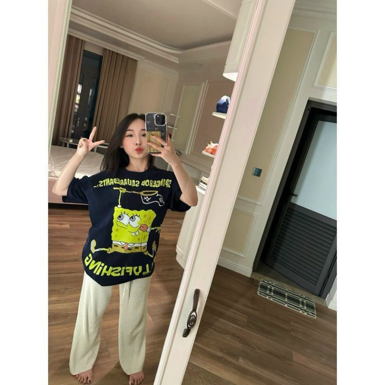 Áo Phông Nam Nữ Form Rộng Hình Bọt Biển Chất Liệu Cotton 100% Co Giãn Thấm Mút Siêu Đẹp - Áo Phông Hot Hit Hot Trend 202