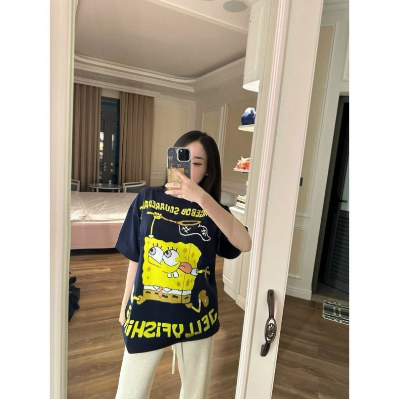 Áo Phông Nam Nữ Form Rộng Hình Bọt Biển Chất Liệu Cotton 100% Co Giãn Thấm Mút Siêu Đẹp - Áo Phông Hot Hit Hot Trend 202