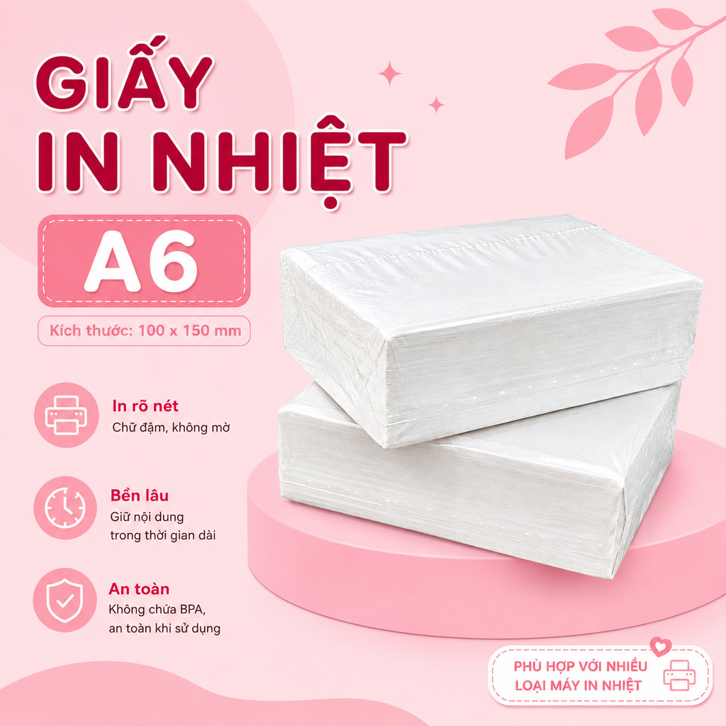 [3-6-10 TỆP] Tem nhiệt chống nước A6 100x150 | Tem vận đơn Shopee TikTok | Bám dính tốt | Không phai chữ