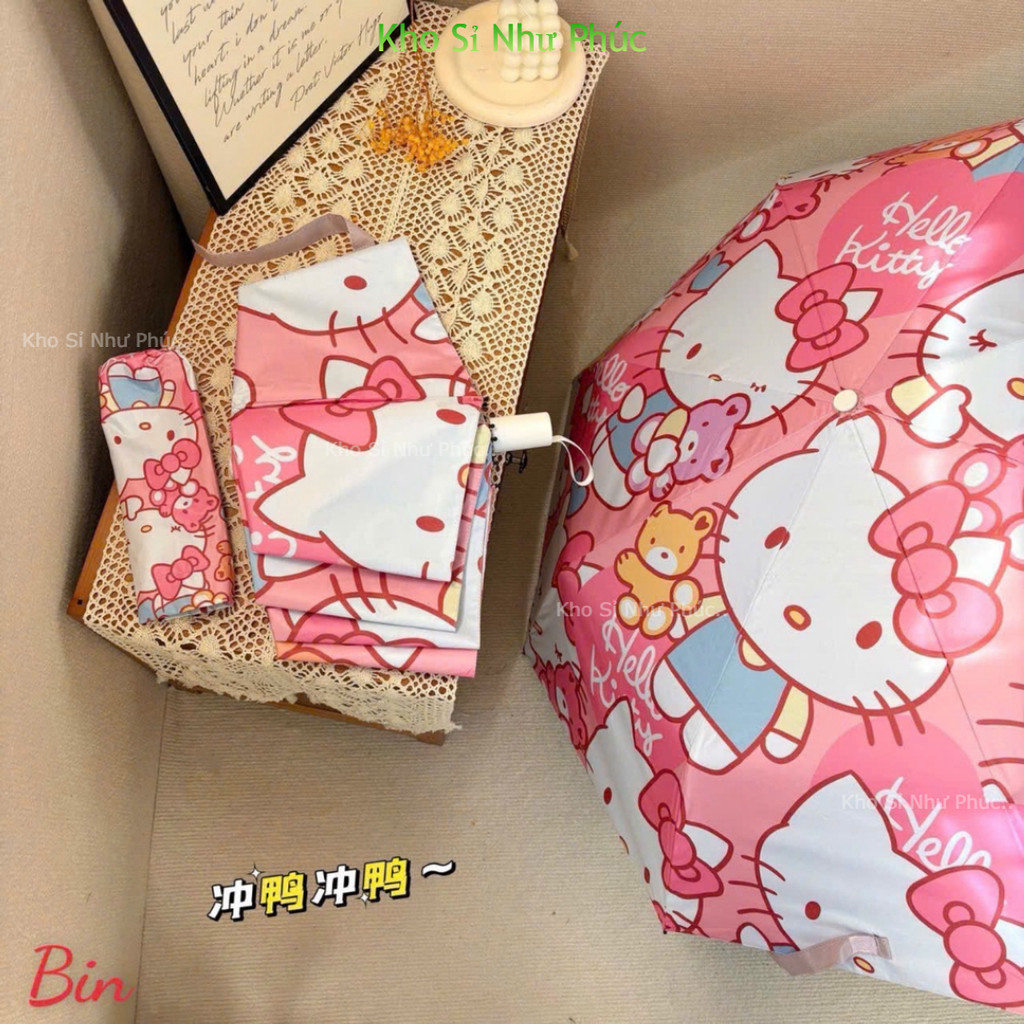 ☂️🎀 Ô DÙ HELLO KITTY – CHE NẮNG CHE MƯA SIÊU CUTE 🎀☂️