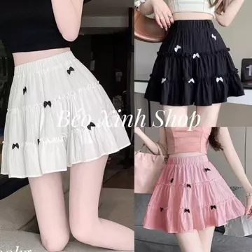 Thời Trang Bigsize Chân Váy Có Lót Trong Vải Xốp Đính Nơ 45 - 100Kg Có Bigsize Chân Váy Bigsize - A.1342 Rẻ