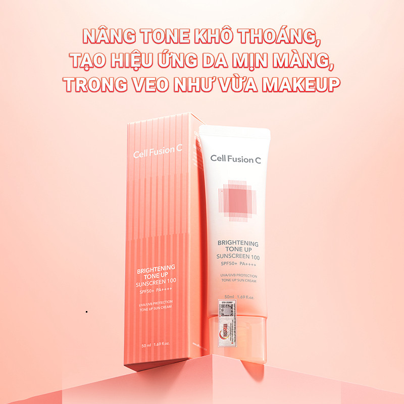 [BÁN CHẠY] Kem Chống Nắng Nâng Tone Ráo Mịn Kiềm Dầu Cell Fusion C Brightening Tone Up Sunscreen SPF50+ PA ++++