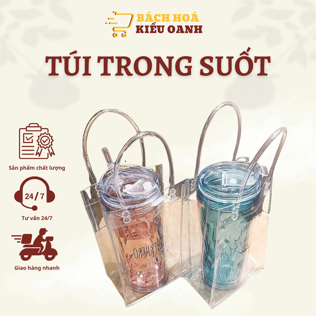 Túi đựng bình giữ nhiệt trong suốt đựng bình ly giữ nhiệt, túi nhựa đựng bình nước, cốc nước - Bách Hóa Kiều Oanh