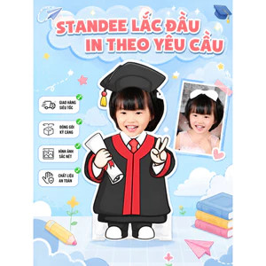 Mô hình standee lắc đầu ghép mặt học sinh tốt nghiệp chụp kỷ yếu in theo yêu cầu, mô hình chạy pin theo yêu cầu Ladagift